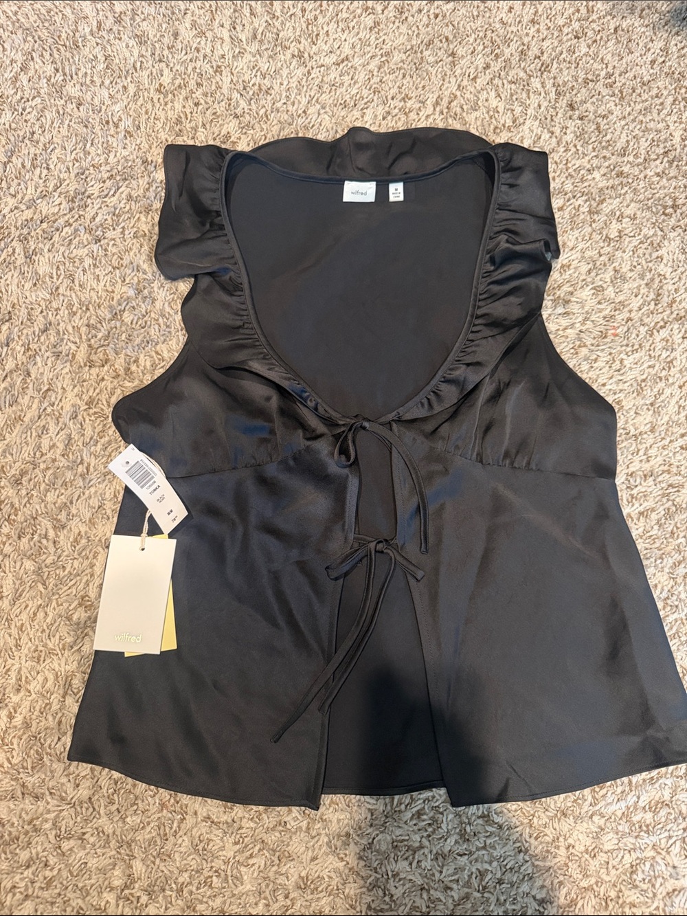 Aritzia Black Ruffle Tie-Front Camisole